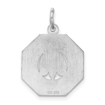 Sterling Silver Rhodium-plated My Confirmation Disc Charm