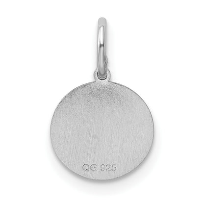 Sterling Silver Rhodium-plated Baptism Disc Charm