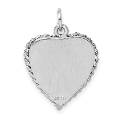 Sterling Silver Rhodium-plated Graduation Cap & Diploma Disc Charm