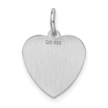 Sterling Silver Rhodium-plated Sweet Sixteen Heart Disc Charm