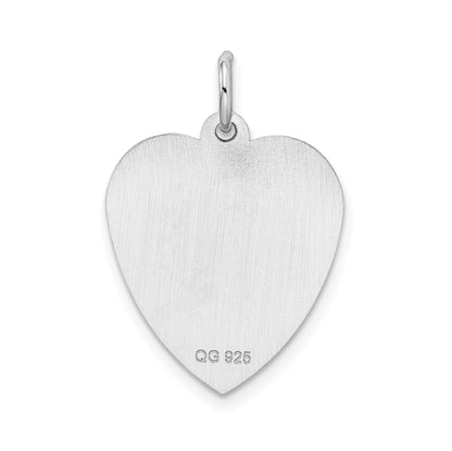 Sterling Silver Rhodium-plated Sweet Sixteen Heart Disc Charm