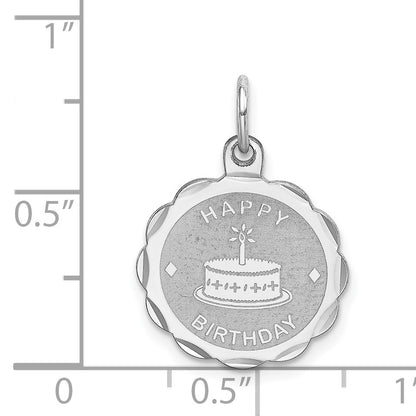 Sterling Silver Rhodium-plated Happy Birthday Disc Charm