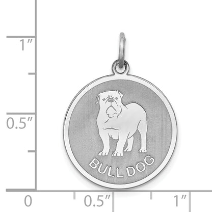 Sterling Silver Rhodium-plated Bull Dog Disc Charm