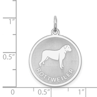 Sterling Silver Rhodium-plated Rottweiler Disc Charm