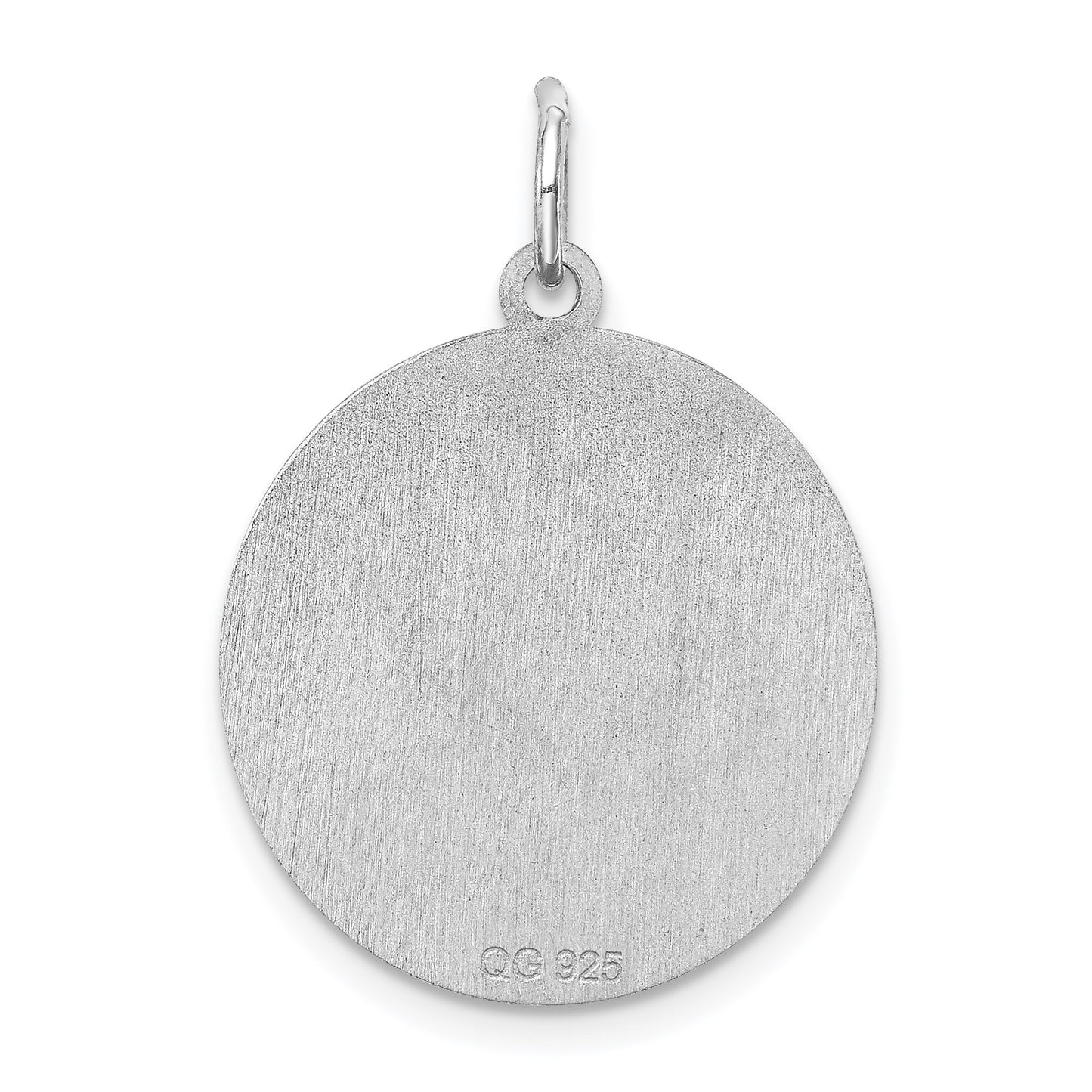 Sterling Silver Rhodium-plated St. Bernard Disc Charm
