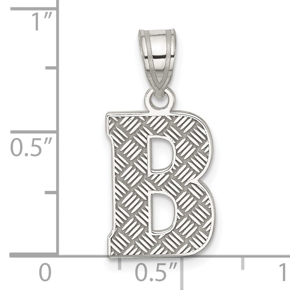 Sterling Silver Rhodium-plated Letter B Initial Pendant