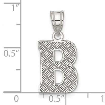 Sterling Silver Rhodium-plated Letter B Initial Pendant