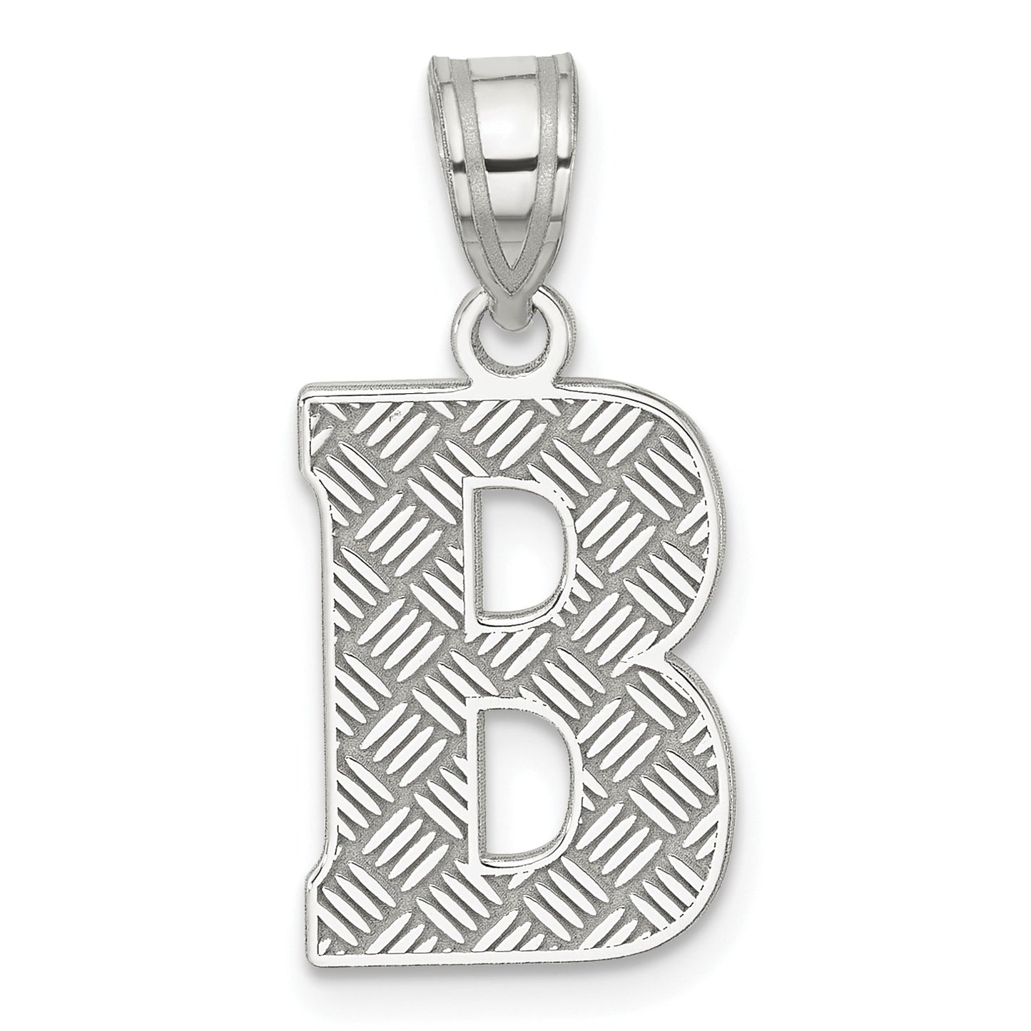 Sterling Silver Rhodium-plated Letter B Initial Pendant