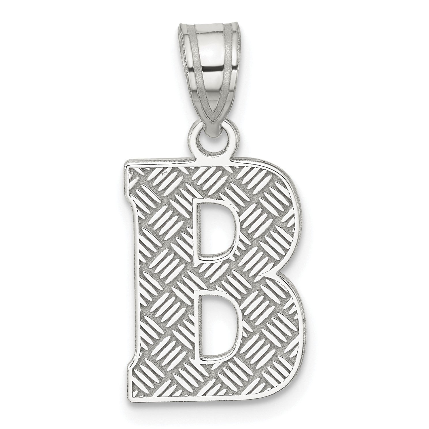 Sterling Silver Rhodium-plated Letter B Initial Pendant