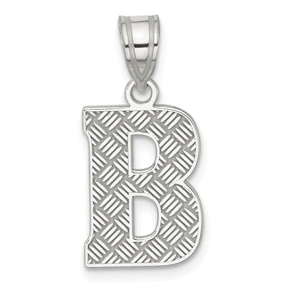 Sterling Silver Rhodium-plated Letter B Initial Pendant