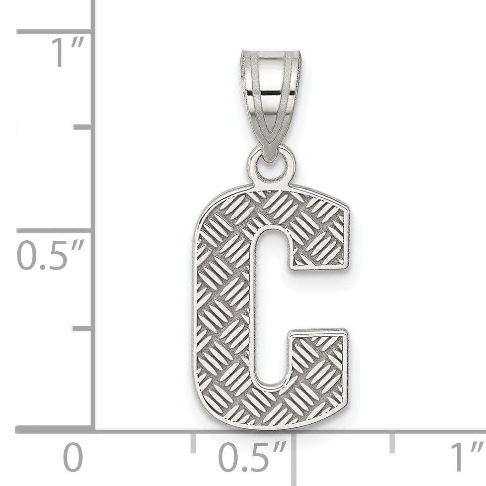 Sterling Silver Rhodium-plated Letter C Initial Pendant