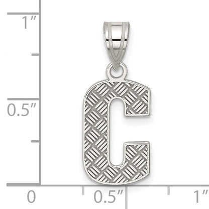 Sterling Silver Rhodium-plated Letter C Initial Pendant