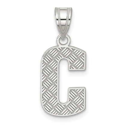 Sterling Silver Rhodium-plated Letter C Initial Pendant
