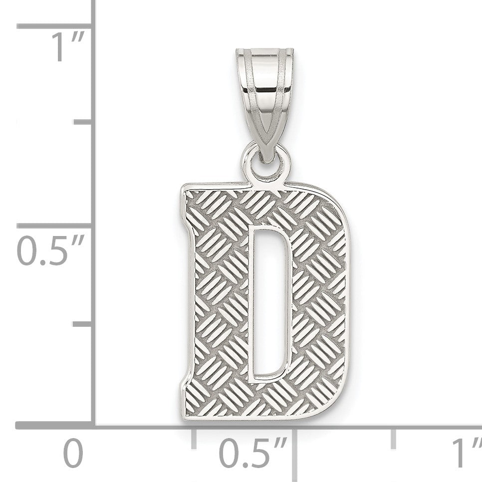 Sterling Silver Rhodium-plated Letter D Initial Pendant