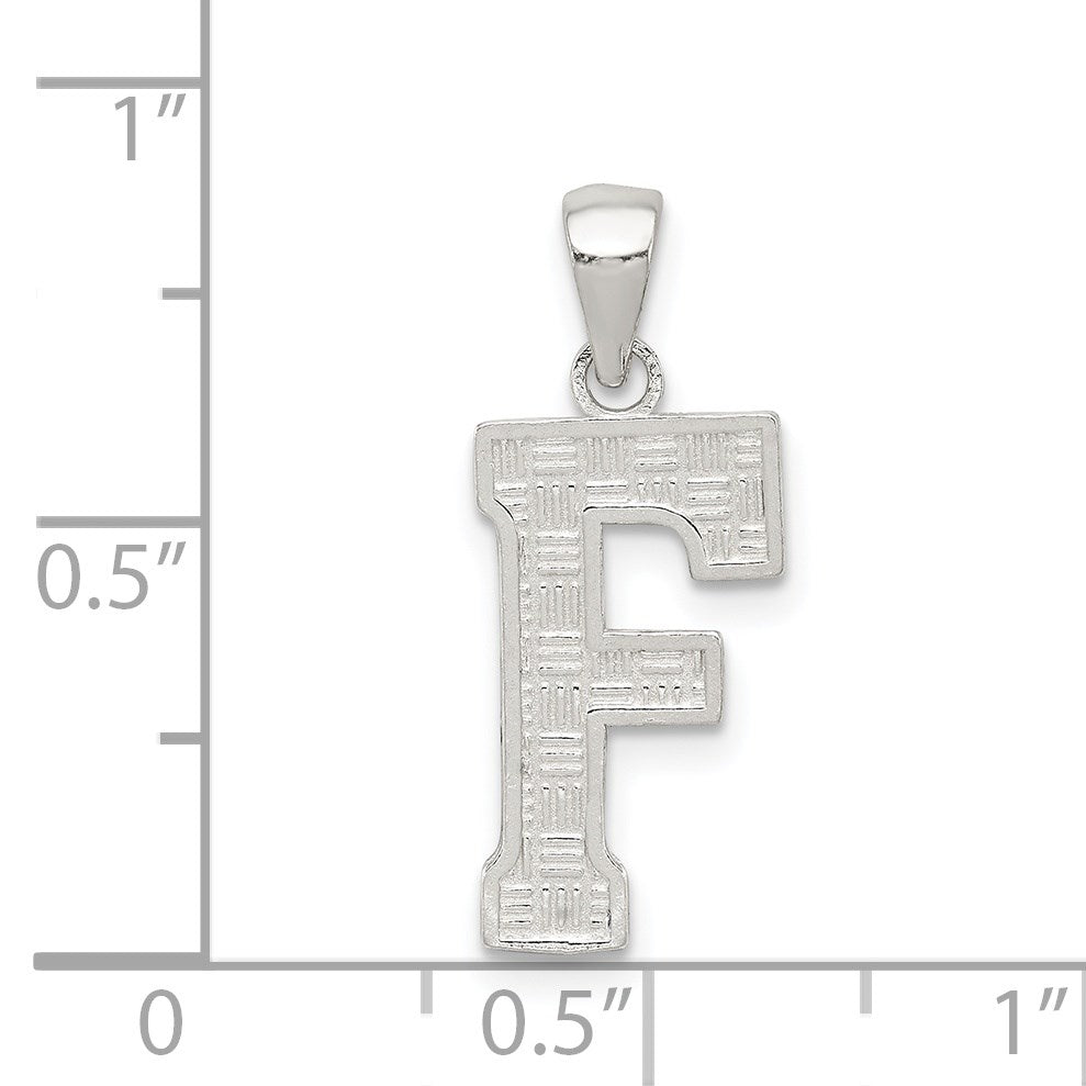 Sterling Silver Rhodium-plated Letter F Initial Pendant