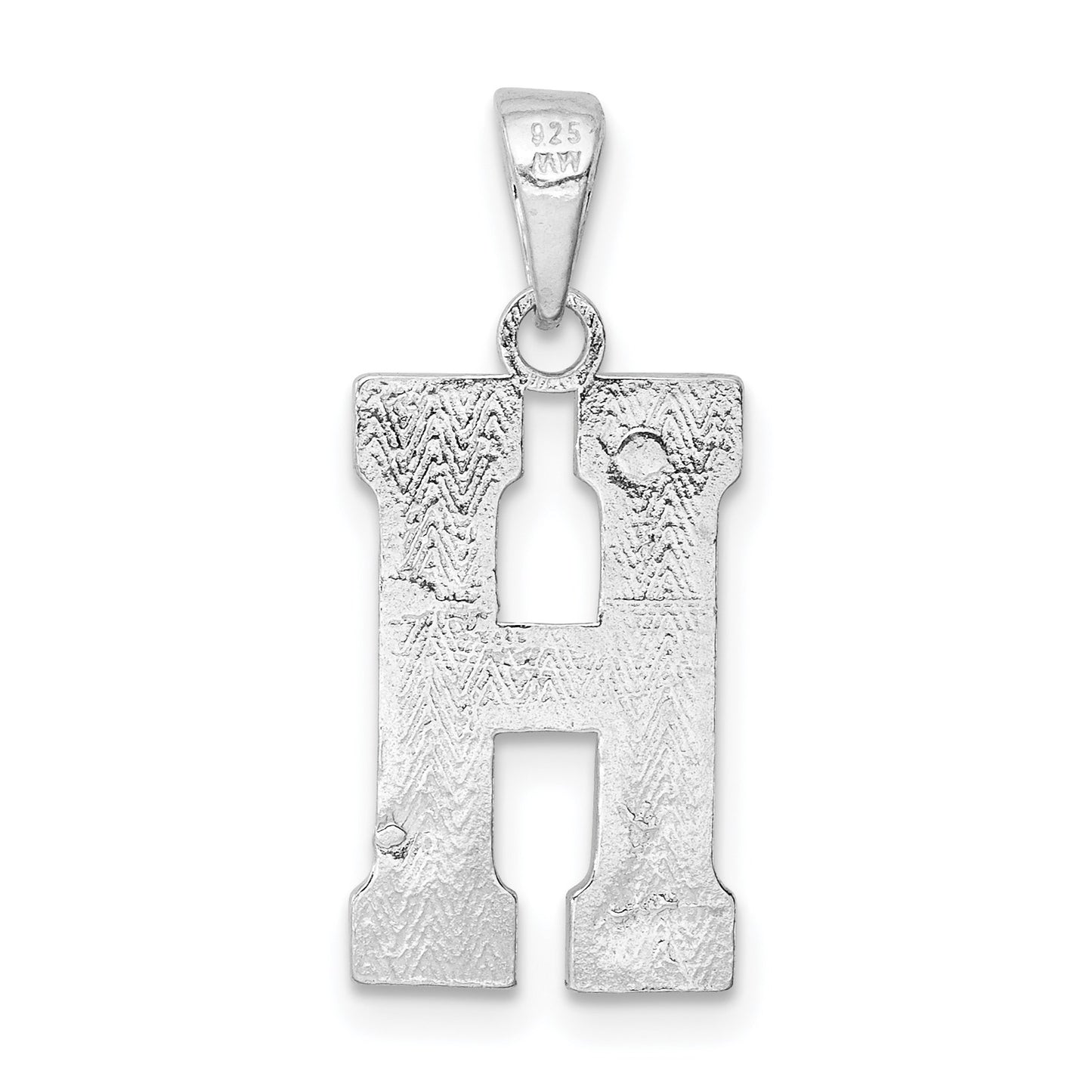 Sterling Silver Rhodium-plated Letter H Initial Pendant