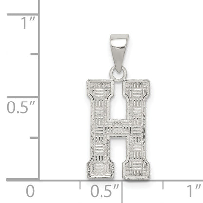Sterling Silver Rhodium-plated Letter H Initial Pendant