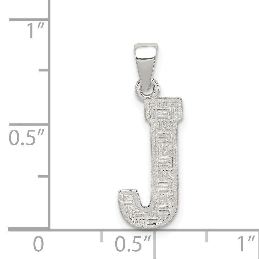 Sterling Silver Rhodium-plated Letter J Initial Pendant