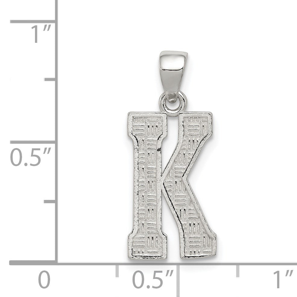 Sterling Silver Rhodium-plated Letter K Initial Pendant