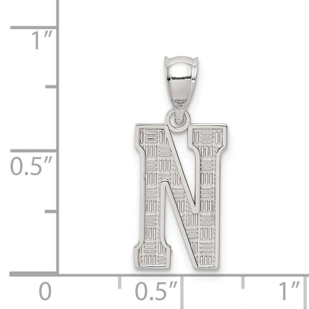 Sterling Silver Rhodium-plated Letter N Initial Pendant