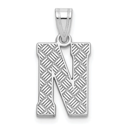 Sterling Silver Rhodium-plated Letter N Initial Pendant
