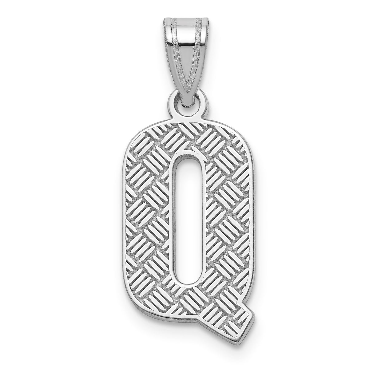 Sterling Silver Rhodium-plated Letter Q Initial Pendant