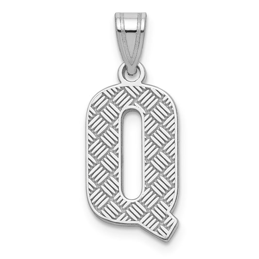 Sterling Silver Rhodium-plated Letter Q Initial Pendant