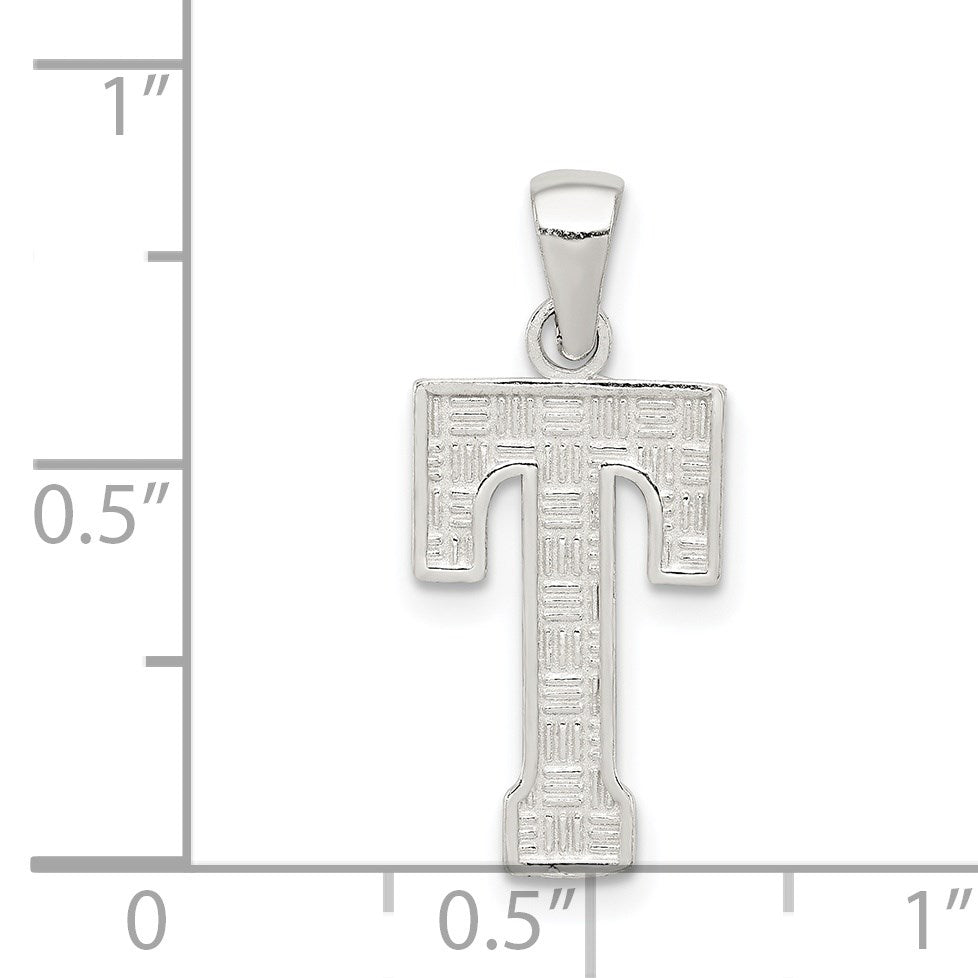 Sterling Silver Rhodium-plated Letter T Initial Pendant