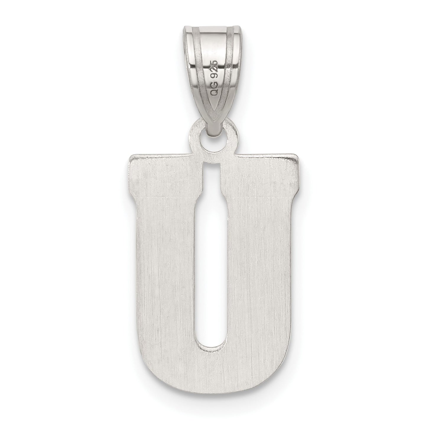 Sterling Silver Rhodium-plated Letter U Initial Pendant