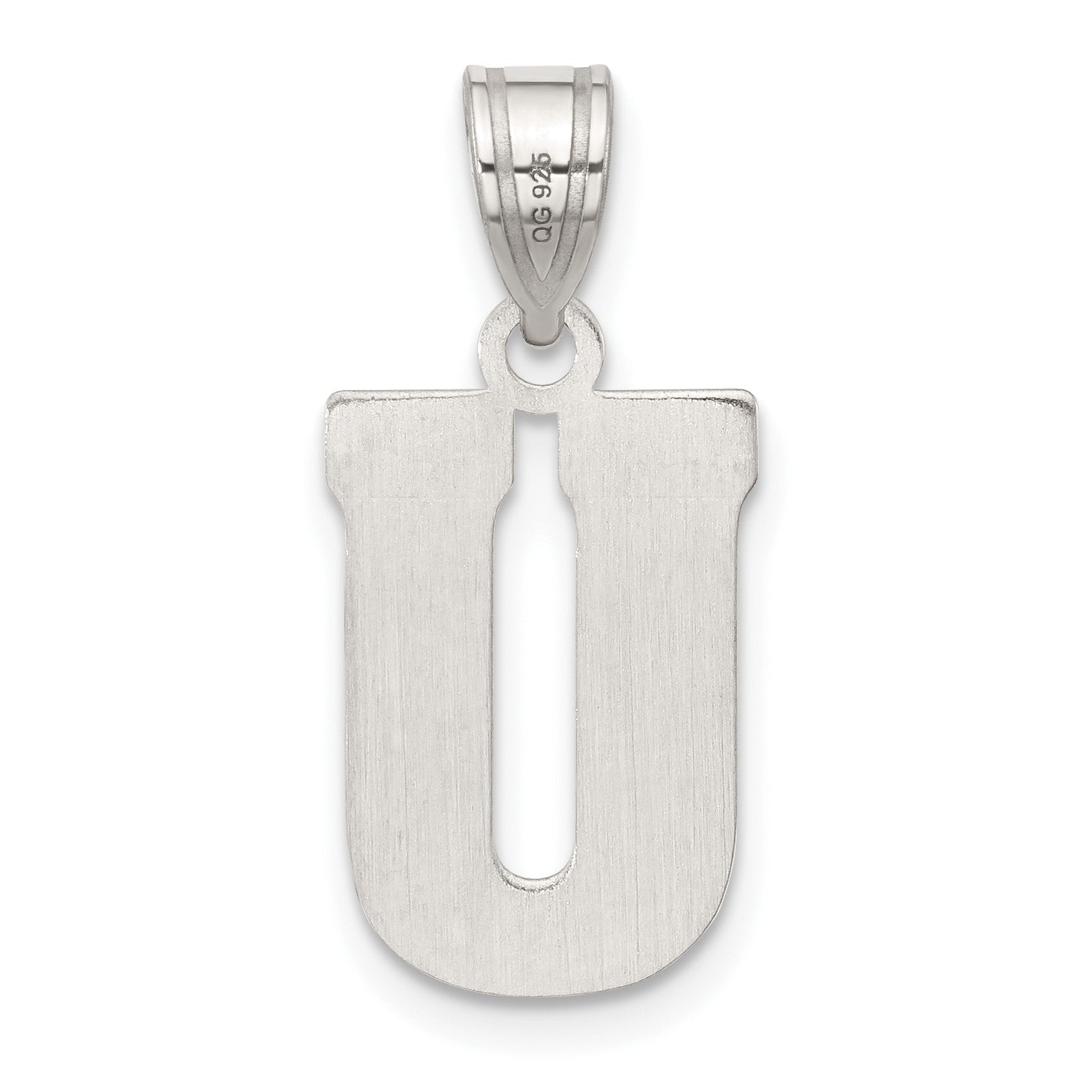 Sterling Silver Rhodium-plated Letter U Initial Pendant