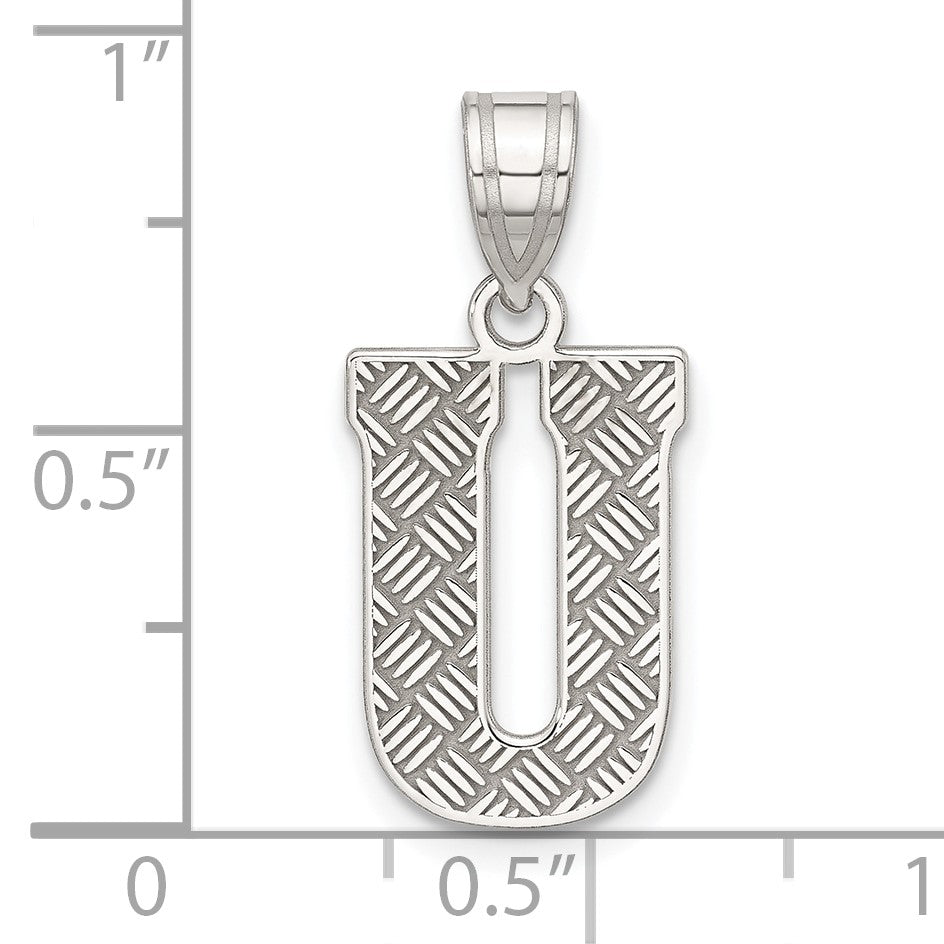 Sterling Silver Rhodium-plated Letter U Initial Pendant