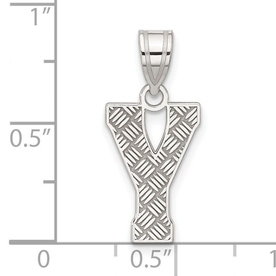 Sterling Silver Rhodium-plated Letter Y Initial Pendant