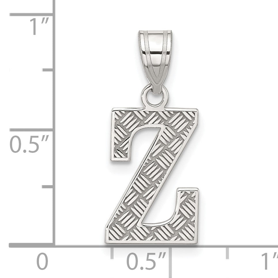 Sterling Silver Rhodium-plated Letter Z Initial Pendant
