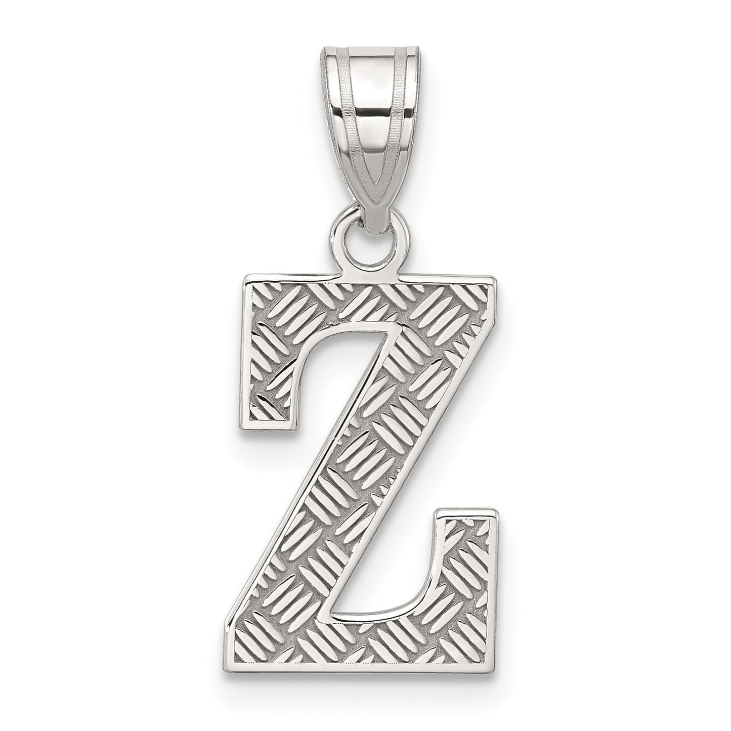 Sterling Silver Rhodium-plated Letter Z Initial Pendant