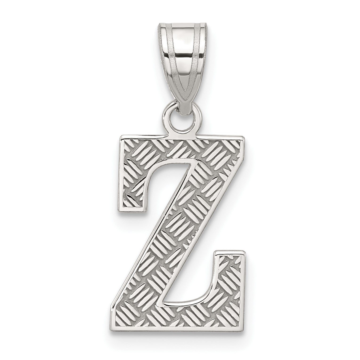 Sterling Silver Rhodium-plated Letter Z Initial Pendant