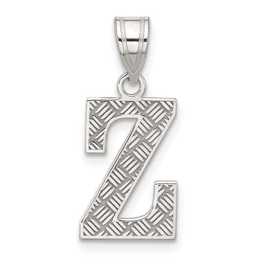 Sterling Silver Rhodium-plated Letter Z Initial Pendant