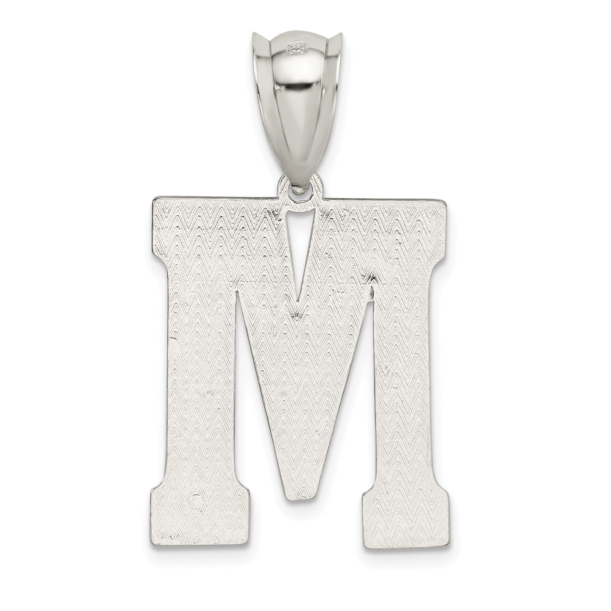 Sterling Silver Rhodium-plated Letter M Initial Pendant