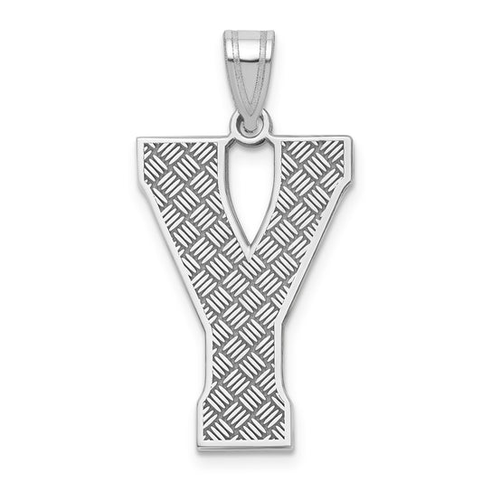 Sterling Silver Rhodium-plated Letter Y Initial Pendant