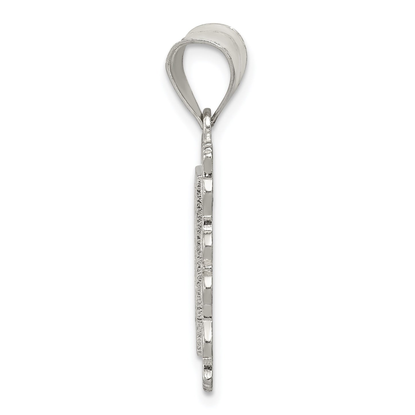 Sterling Silver Square Diamond-cut Letter G Initial Pendant