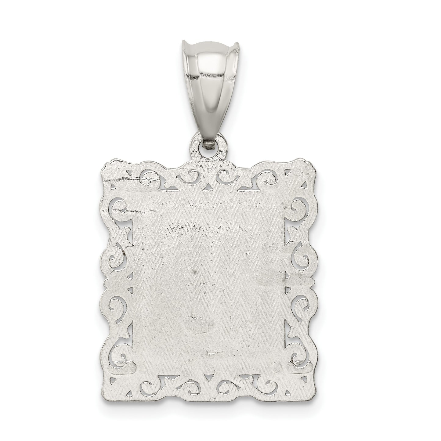 Sterling Silver Square Diamond-cut Letter T Initial Pendant