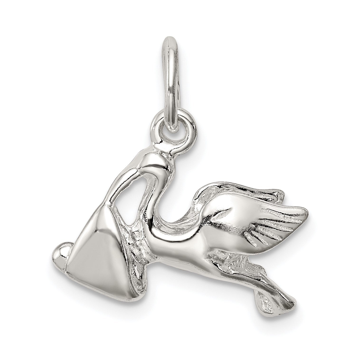 Sterling Silver STORK W/ BABY CHARM