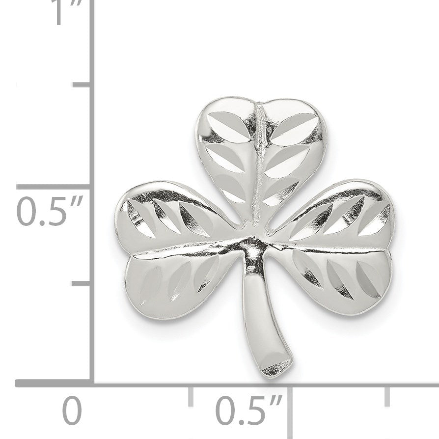 Sterling Silver Polished Diamond-cut Shamrock Chain Slide