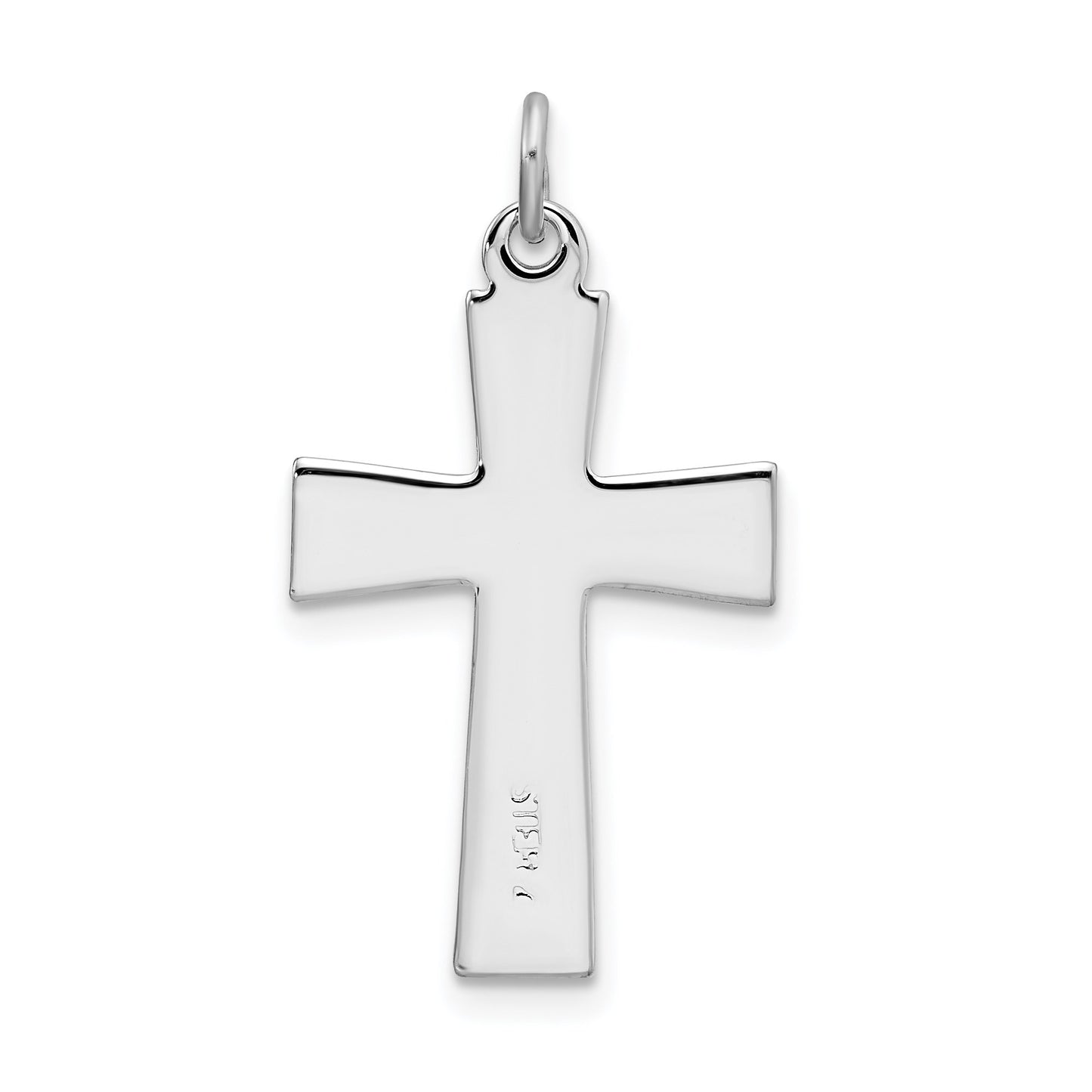 Sterling Silver Platinum-plated Enameled Latin Cross Charm