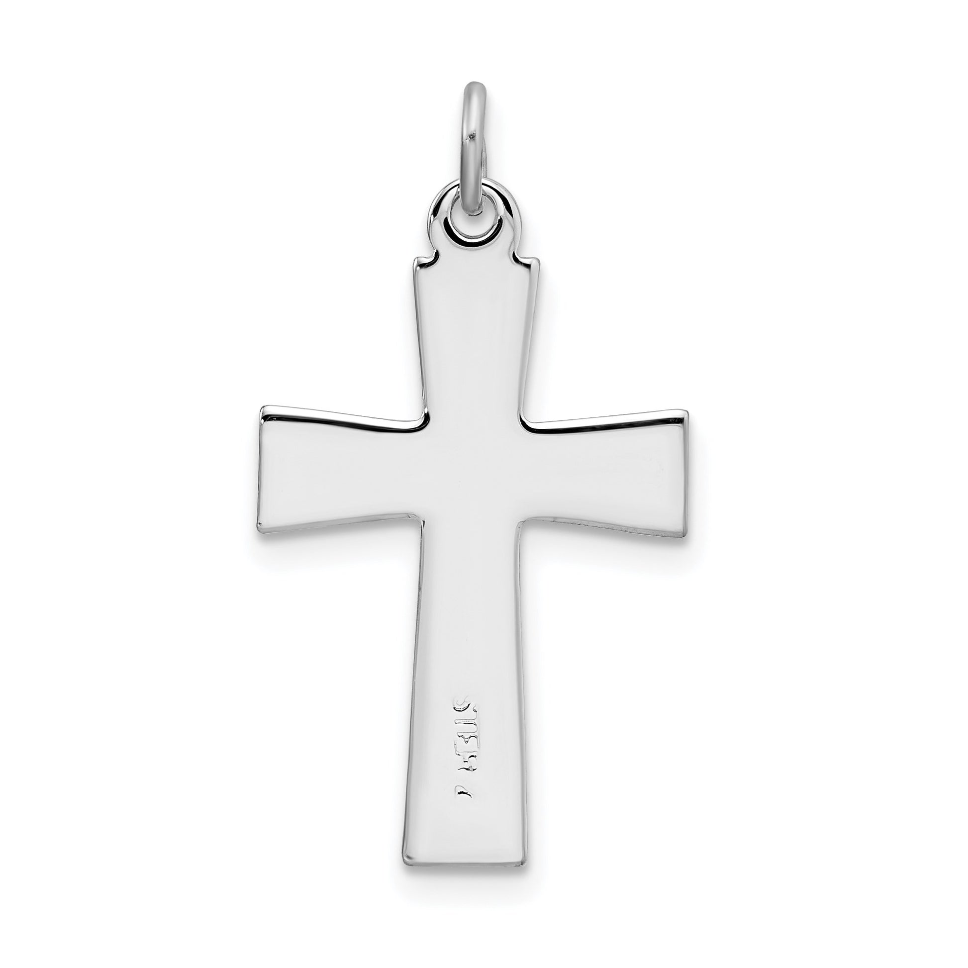 Sterling Silver Platinum-plated Enameled Latin Cross Charm