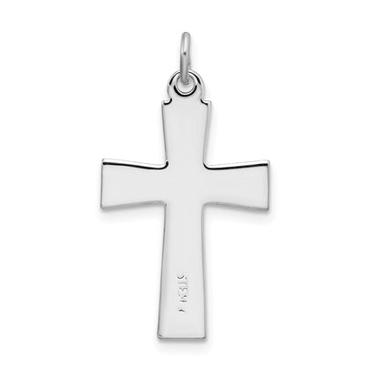 Sterling Silver Platinum-plated Enameled Latin Cross Charm