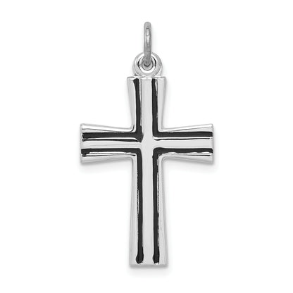 Sterling Silver Platinum-plated Enameled Latin Cross Charm
