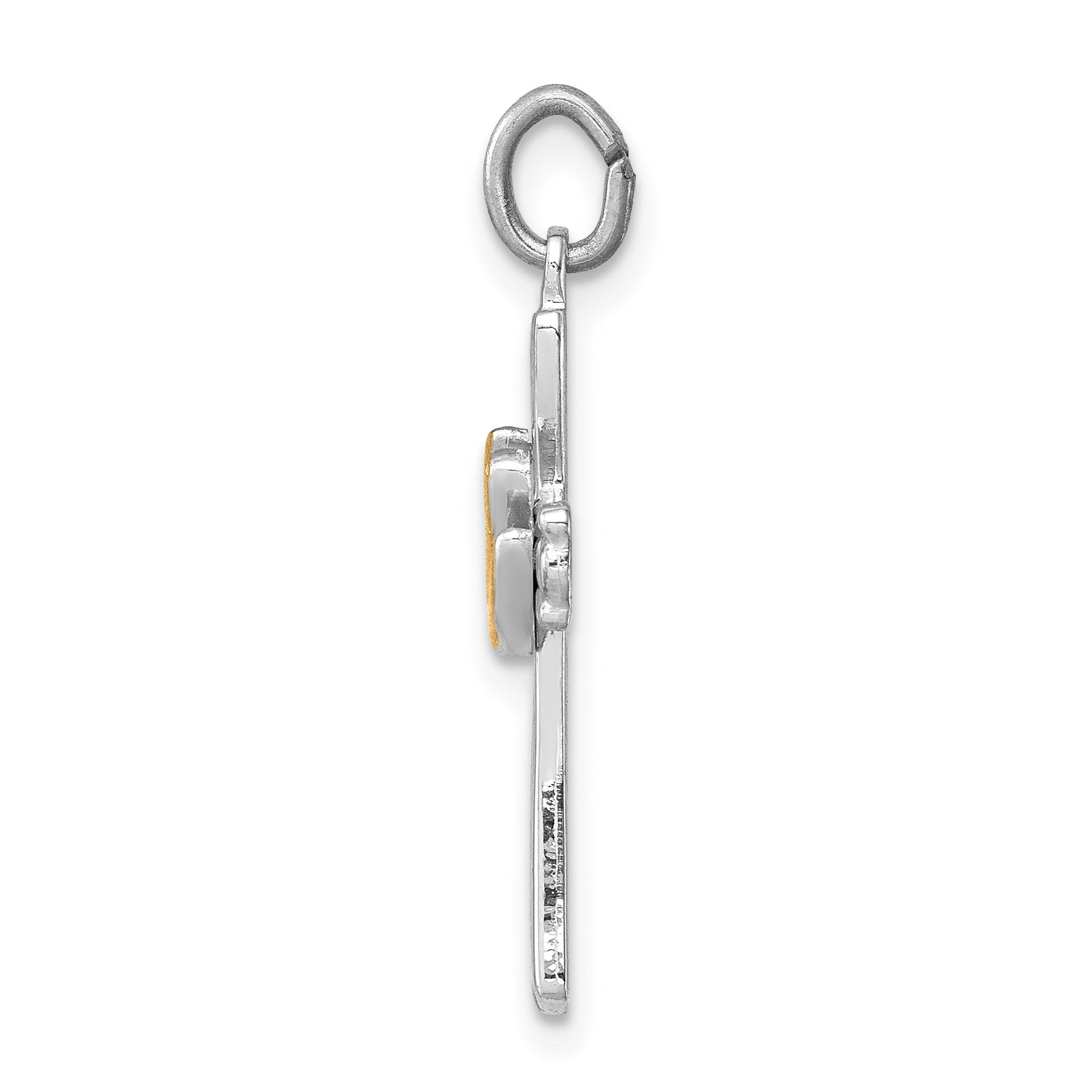 Sterling Silver Platinum-plated & Vermeil Dove Cross Charm
