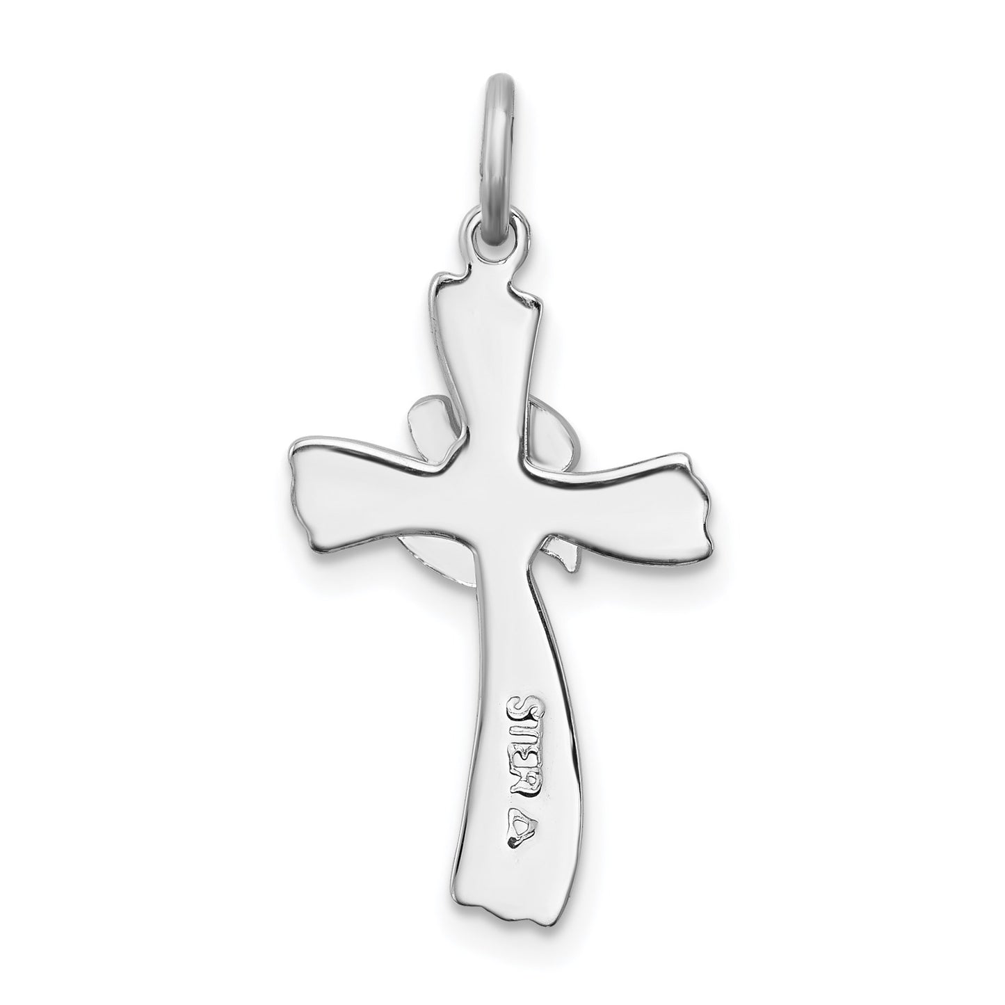 Sterling Silver Platinum-plated & Vermeil Dove Cross Charm