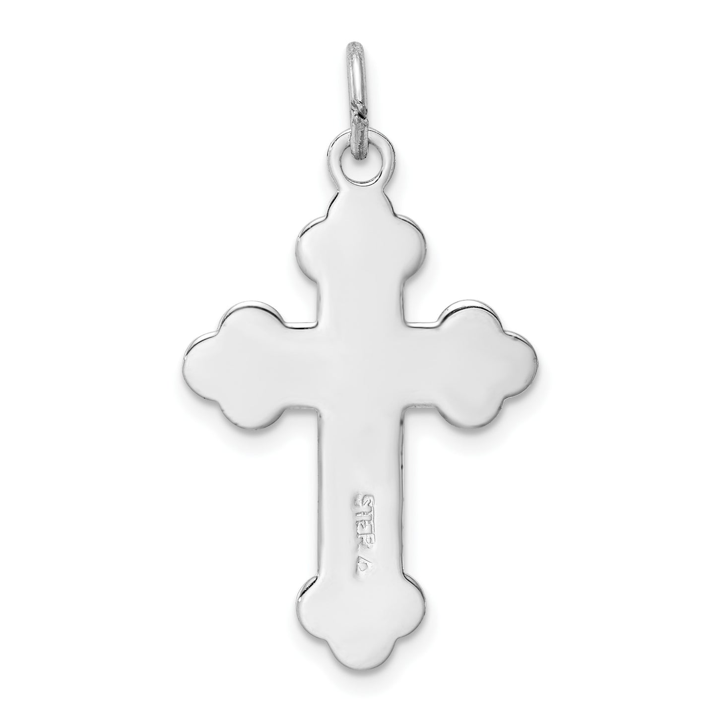 Sterling Silver Platinum-plated Enameled Cross Pendant
