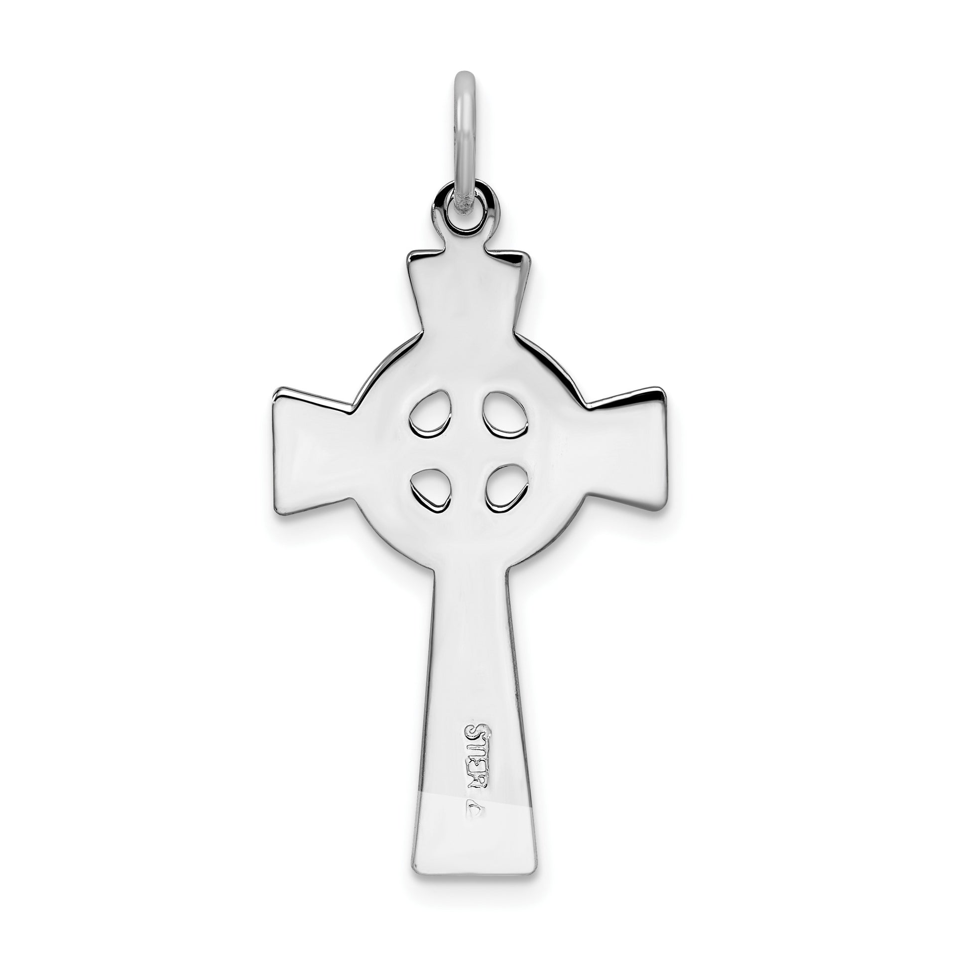 Sterling Silver Platinum-plated Celtic Cross Pendant